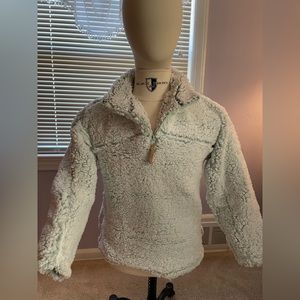 Medium Quarter Zip Pale-Blue Teddy Jacket